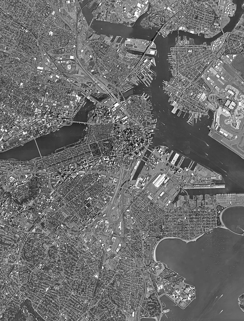 <b>Boston, Massachusetts</b><br>Satellite Image<br>Wall Art