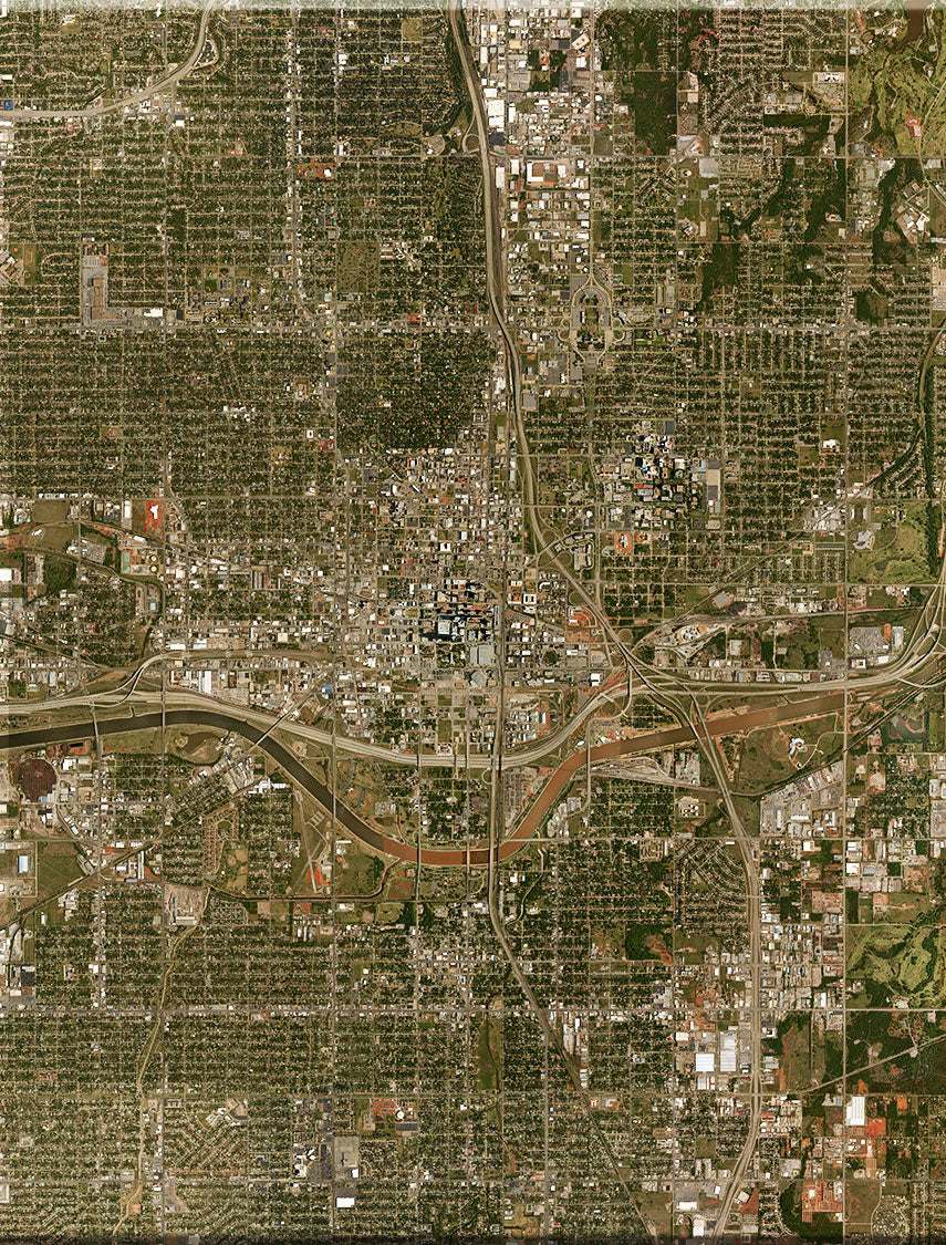 <b>Oklahoma City, Oklahoma</b><br>Satellite Image<br>Wall Art