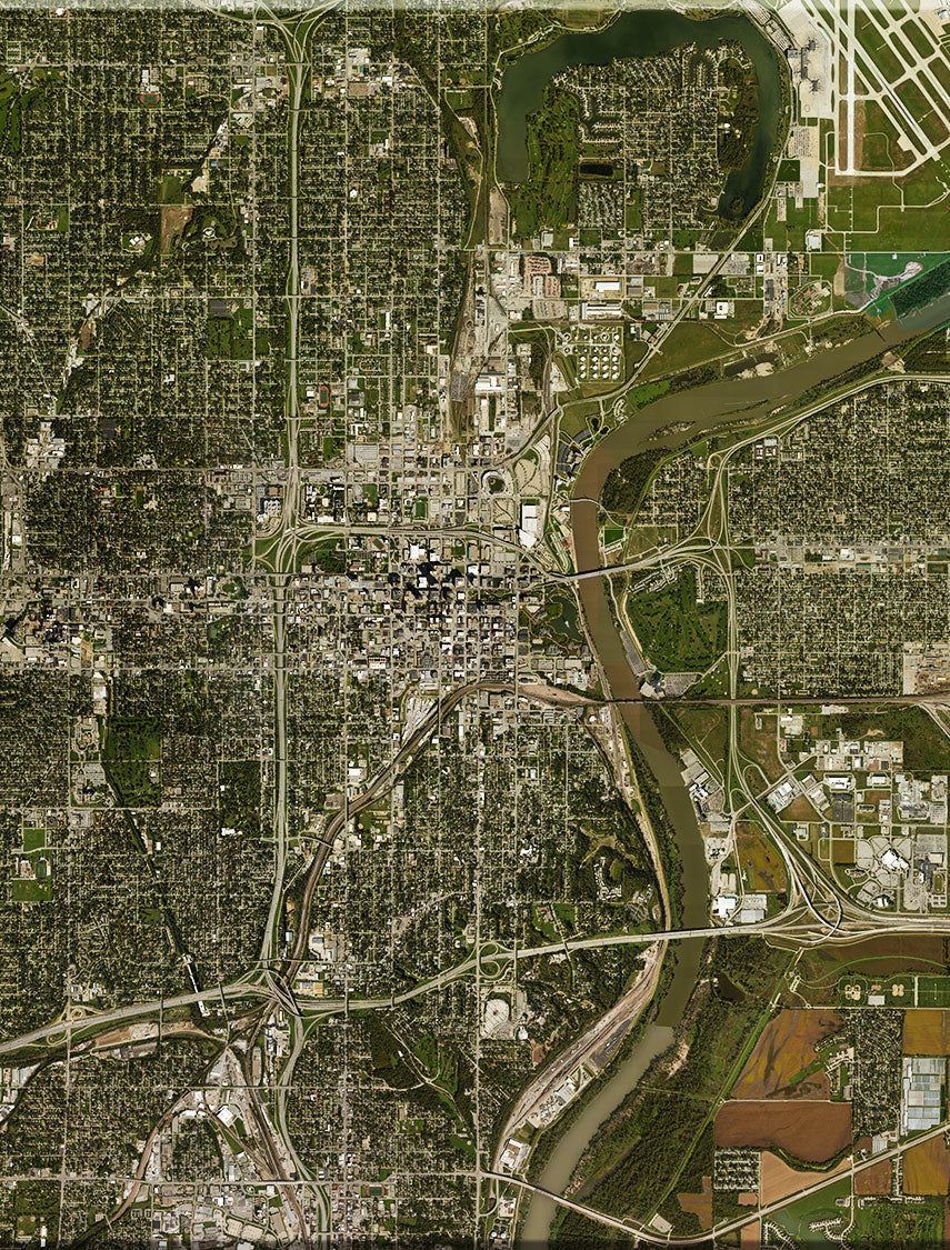 <b>Omaha, Nebraska</b><br>Satellite Image<br>Wall Art