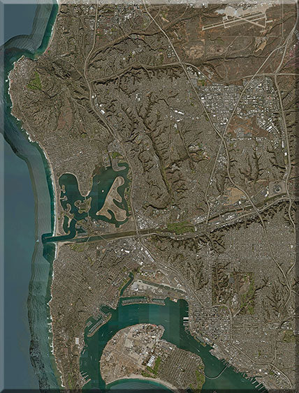 <b>San Diego, California</b><br>Satellite Image<br>Wall Art