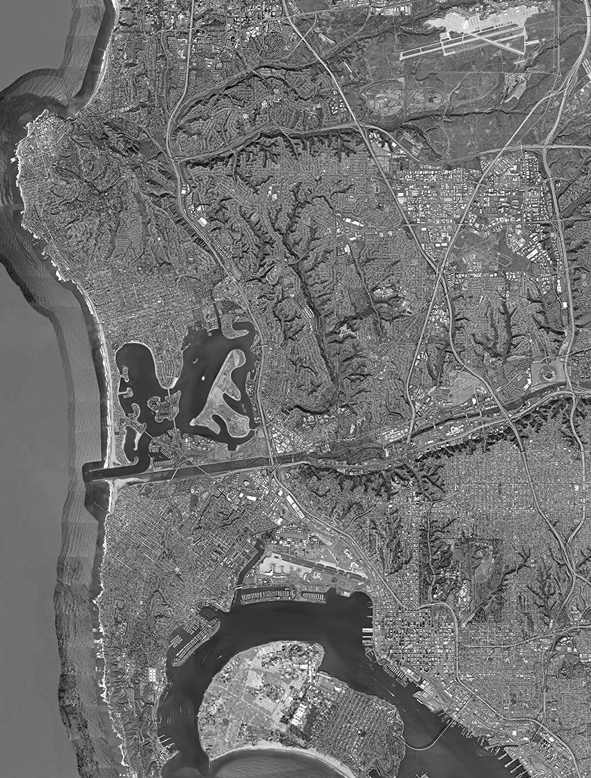 <b>San Diego, California</b><br>Satellite Image<br>Wall Art